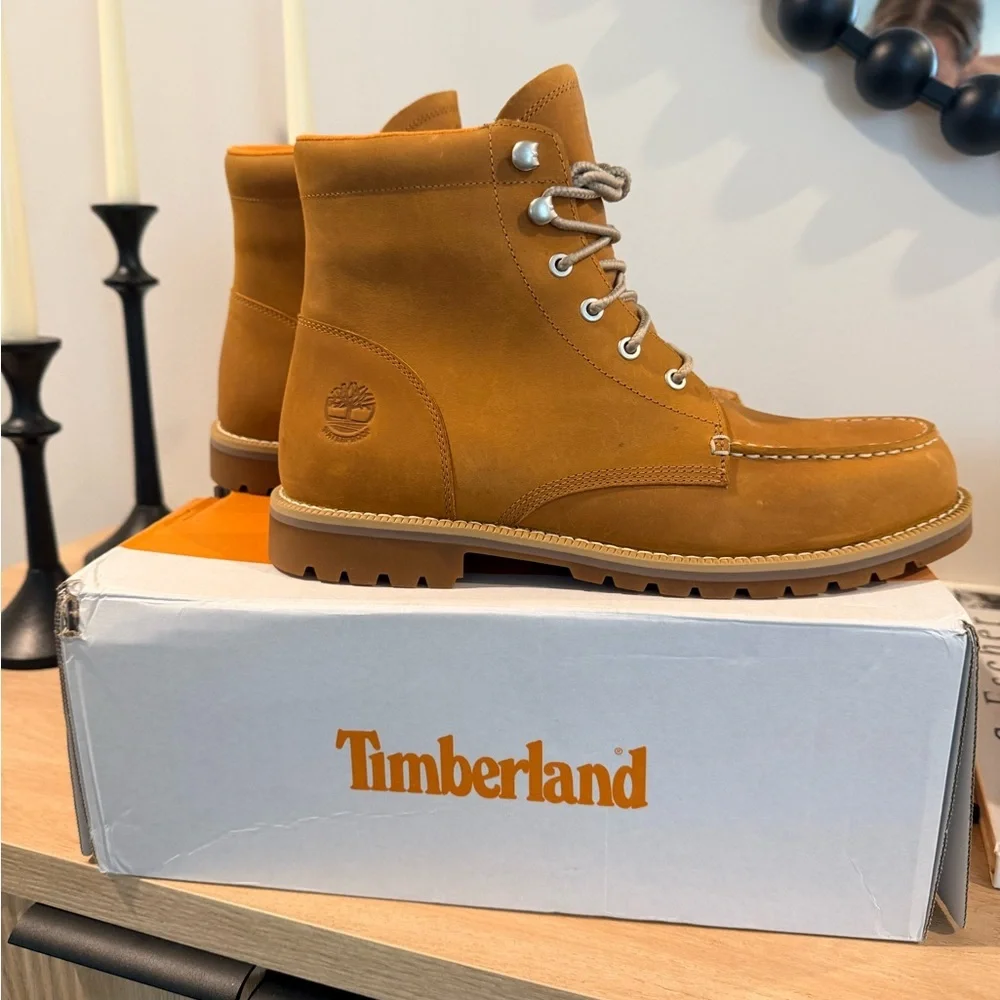 Timberland Waterproof Boots Wheat Full Grain Leather Size 10 NIB - Picture 1 of 6